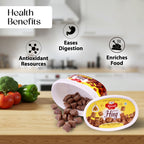 Premium Hing Cubes – Strong Aroma & Authentic Indian Flavor Hing containers on a kitchen counter with health benefits text overlay